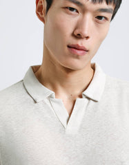 Linen-blend polo shirt