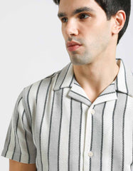 Striped half-sleeved shirt