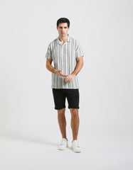 Striped half-sleeved shirt