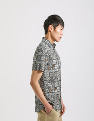 Camicia mezza manica 100% cotone con fantasia