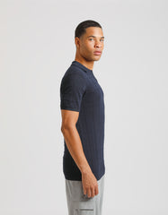 Checked knit polo shirt