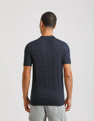 Checked knit polo shirt
