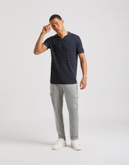 Checked knit polo shirt