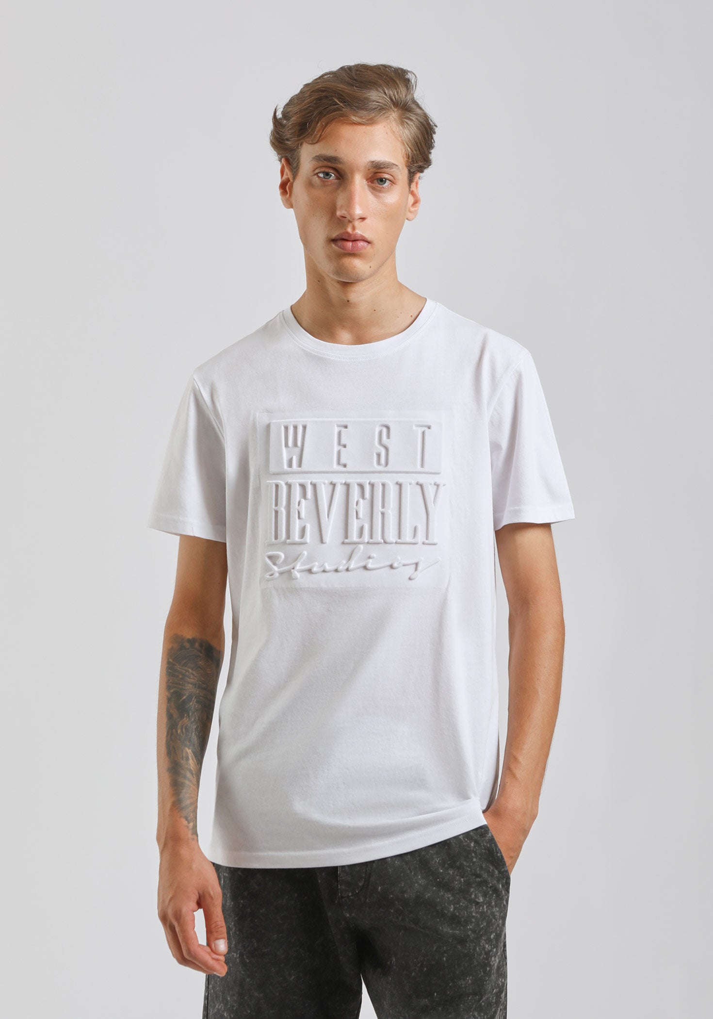 T-shirt con stampa a rilievo |Colore:Bianco
