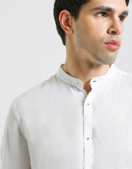Camicia 100% lino con collo coreano