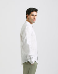 Camicia 100% lino con collo coreano