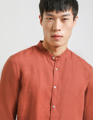 Camicia 100% lino con collo coreano