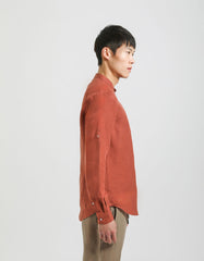 Camicia 100% lino con collo coreano