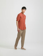 Camicia 100% lino con collo coreano