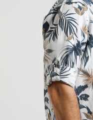 Linen blend patterned shirt
