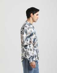 Linen blend patterned shirt