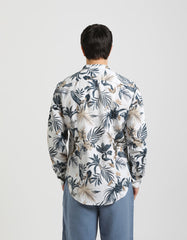 Linen blend patterned shirt