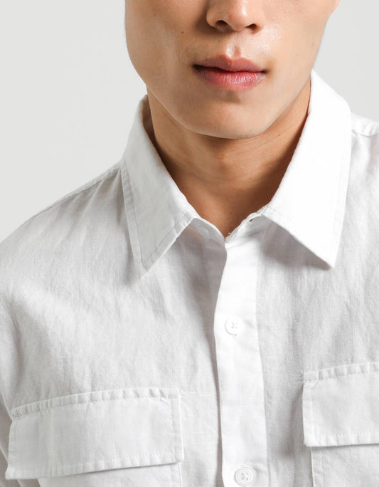 Linen blend shirt with large pockets