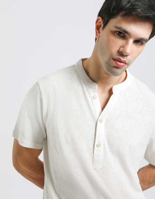 T-shirt collo serafino|Colore:Off white