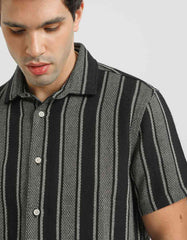 Striped half-sleeved shirt