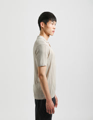 Ribbed knit polo shirt