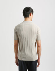 Ribbed knit polo shirt
