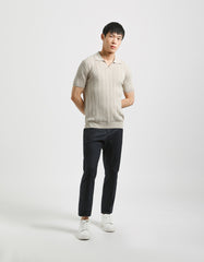 Ribbed knit polo shirt