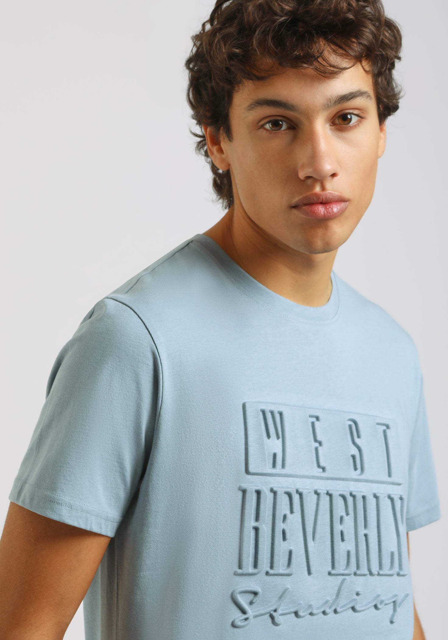 T-shirt con stampa a rilievo |Colore:Polvere