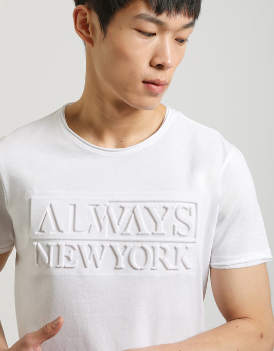 T-shirt con stampa a rilievo|Colore:Bianco