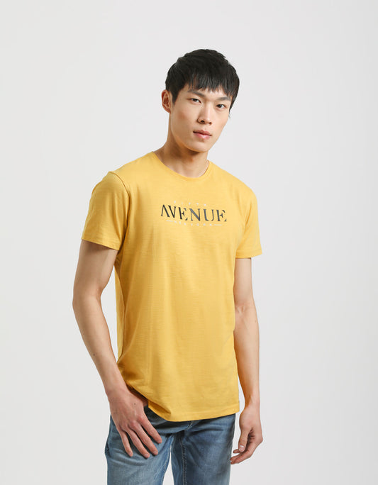 T-shirt 100% cotone con stampa|Colore:Senape
