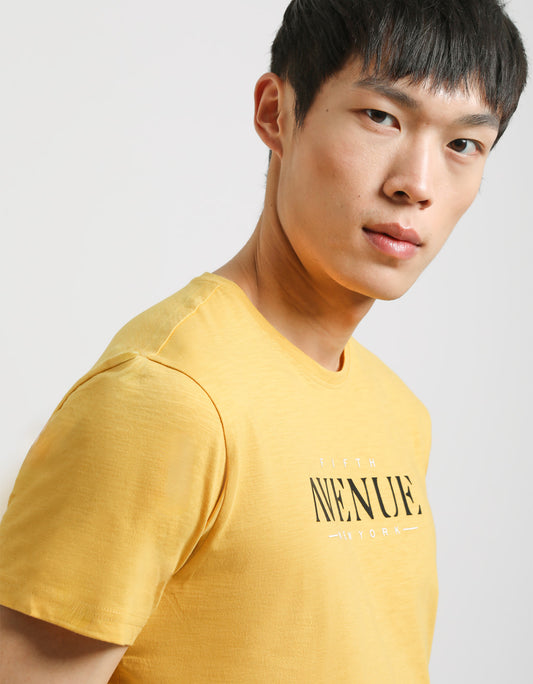 T-shirt 100% cotone con stampa|Colore:Senape
