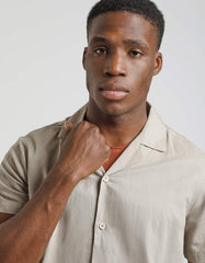Camicia mezza manica misto lino a righe