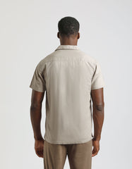 Camicia mezza manica misto lino a righe