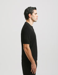 Ribbed knit polo shirt