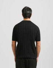 Ribbed knit polo shirt