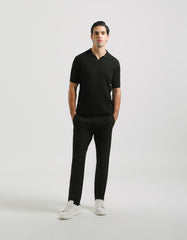 Ribbed knit polo shirt