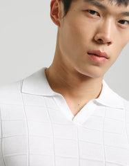 Checked knit polo shirt