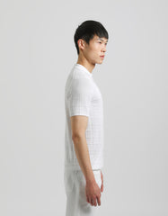Checked knit polo shirt