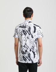 Stretch fabric half sleeve shirt with patterned