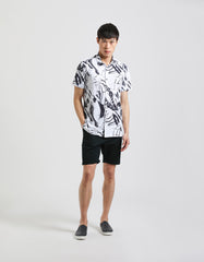 Stretch fabric half sleeve shirt with patterned