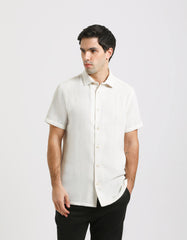 Structured striped half-sleeve shirt