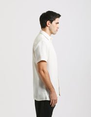 Structured striped half-sleeve shirt