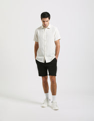 Structured striped half-sleeve shirt