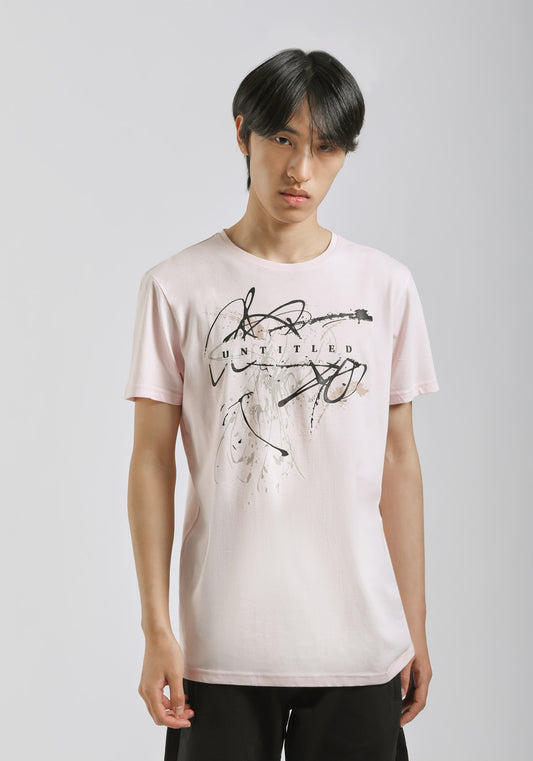 T-shirt 100% cotone con stampa|Colore:Rosa chiaro