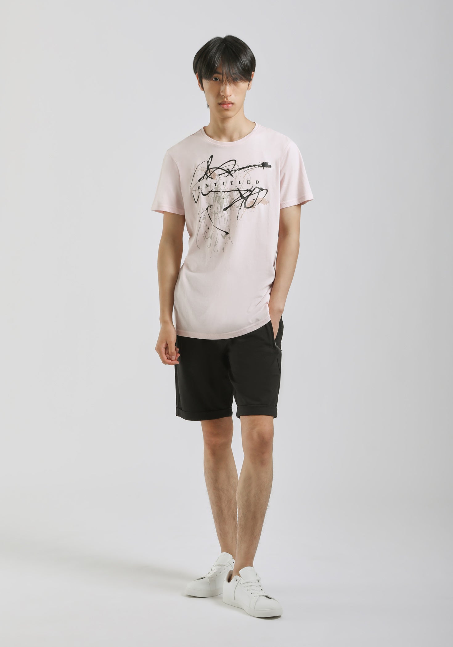 T-shirt 100% cotone con stampa|Colore:Rosa chiaro