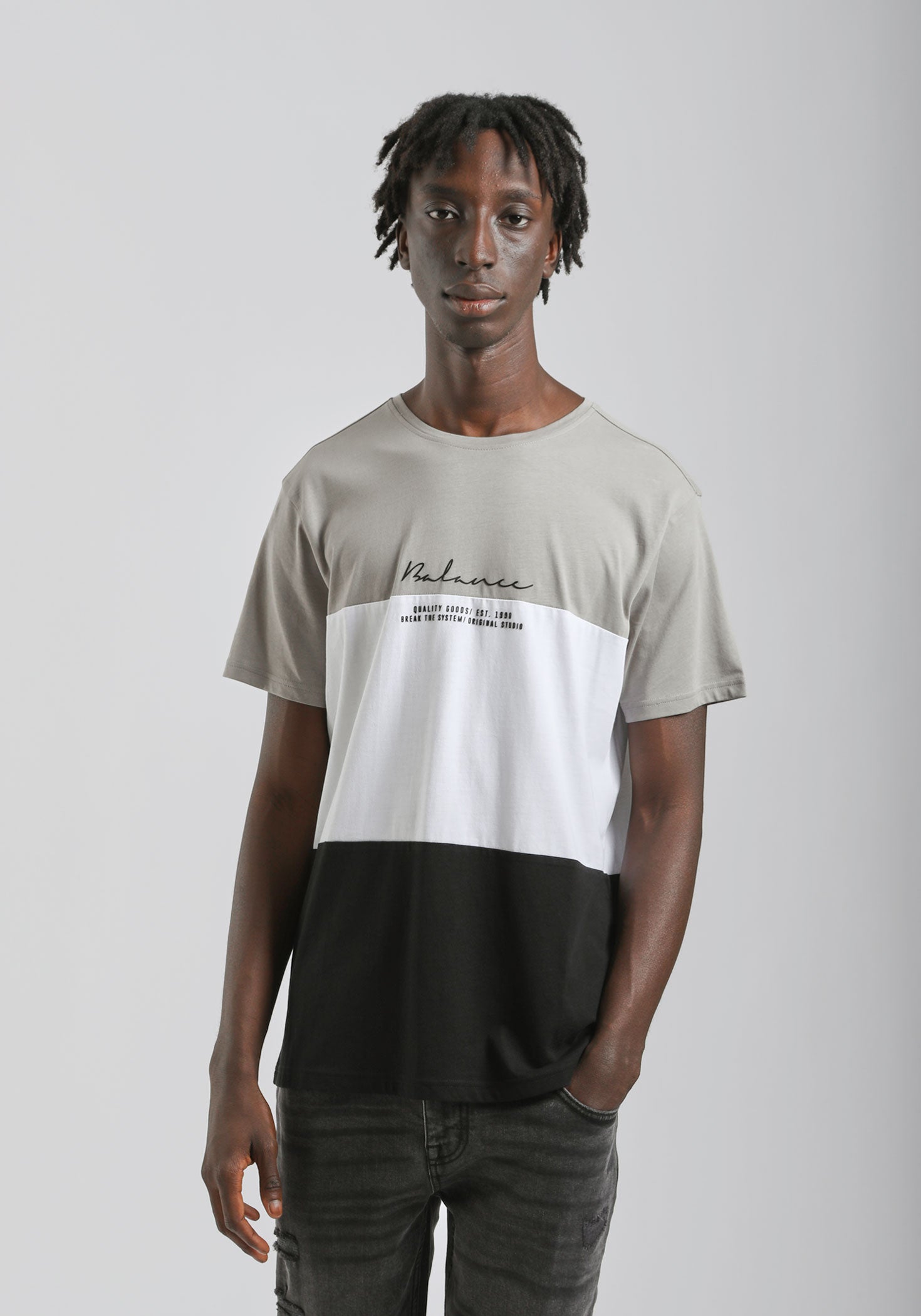 T-shirt colorblock|Colore:Grigio medio