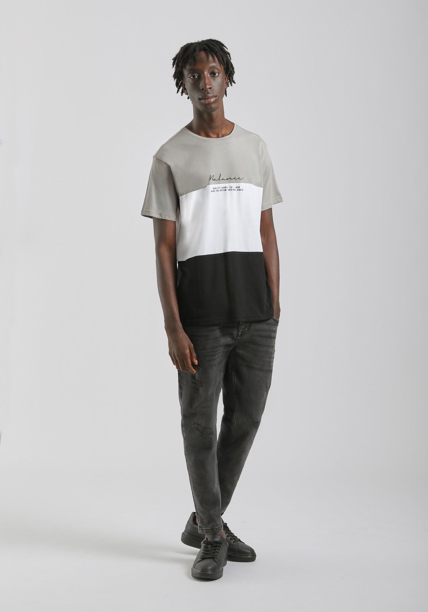 T-shirt colorblock|Colore:Grigio medio