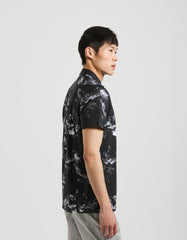 Stretch fabric half sleeve shirt with patterned