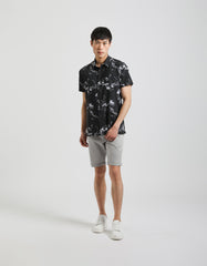 Stretch fabric half sleeve shirt with patterned