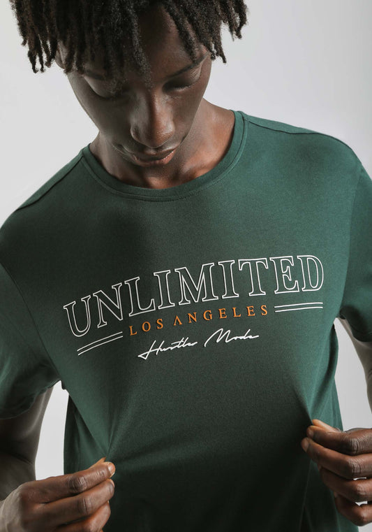 T-shirt 100% cotone con stampa|Colore:Petrolio
