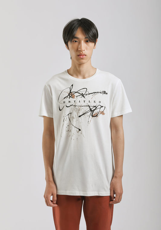 T-shirt 100% cotone con stampa|Colore:Off white