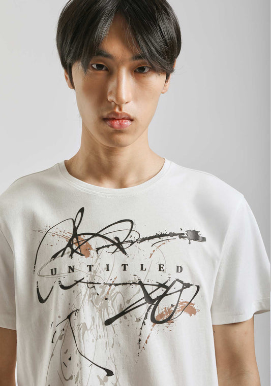 T-shirt 100% cotone con stampa|Colore:Off white
