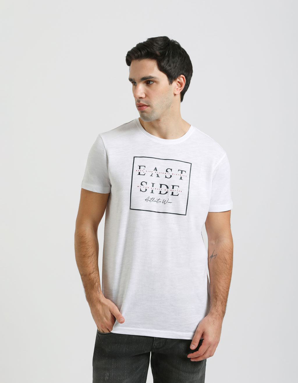 T-shirt 100% cotone con stampa|Colore:Bianco
