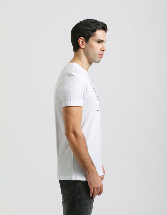 T-shirt 100% cotone con stampa|Colore:Bianco