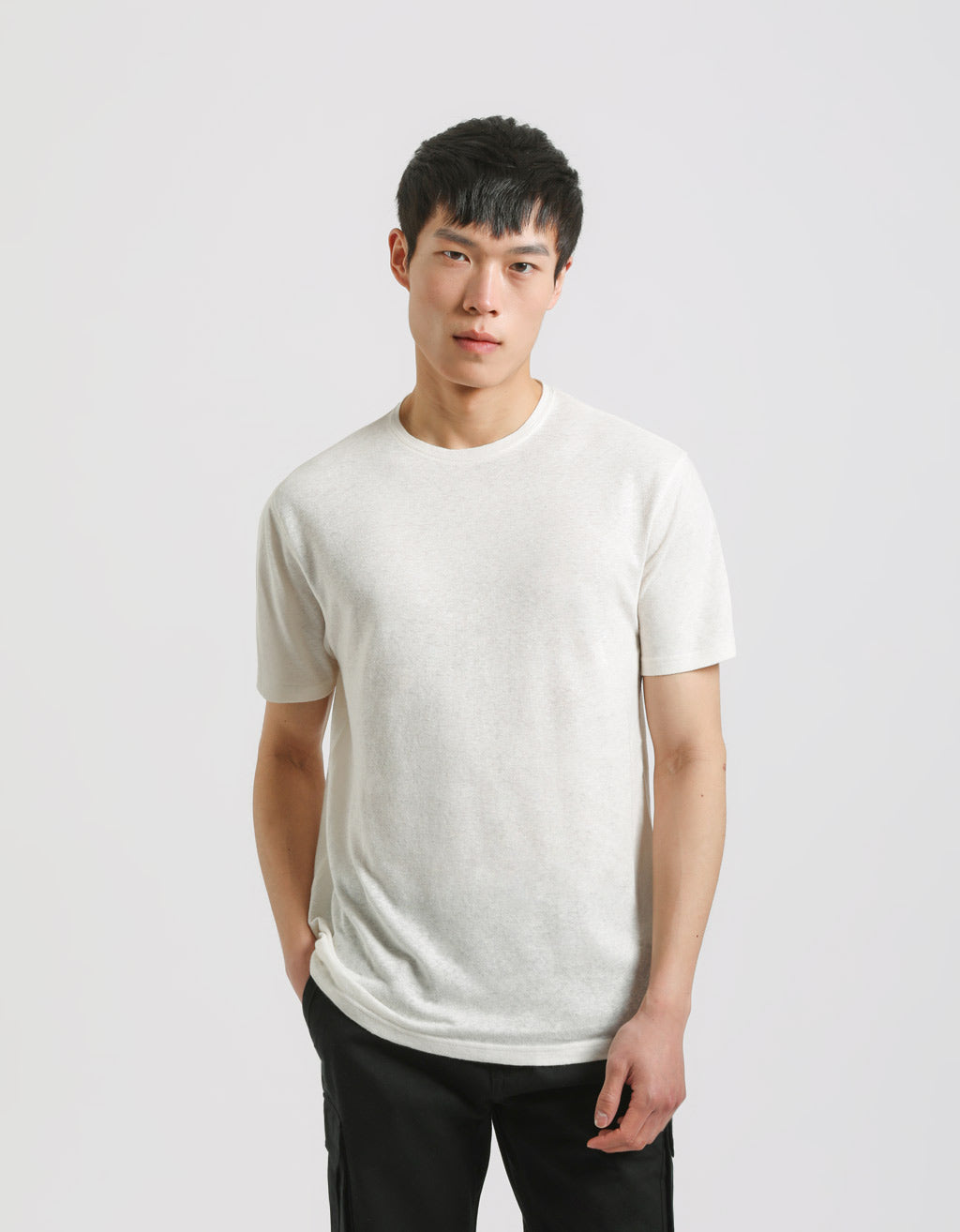 T-shirt misto lino|Colore:Off white